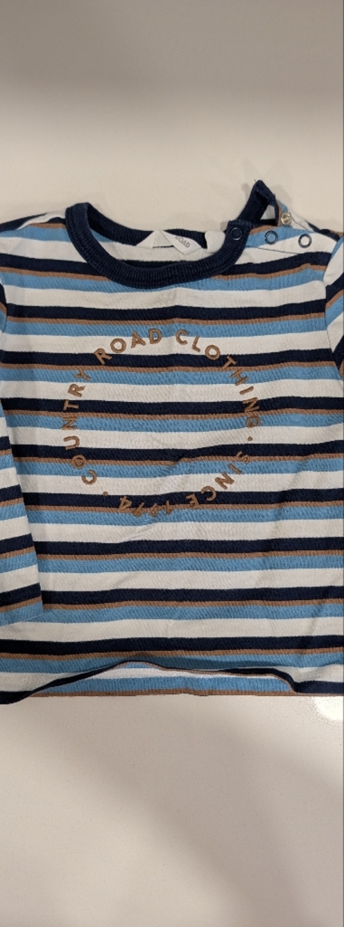 Country Road Blue, Navy and Brown Striped Long Sleeve Tee